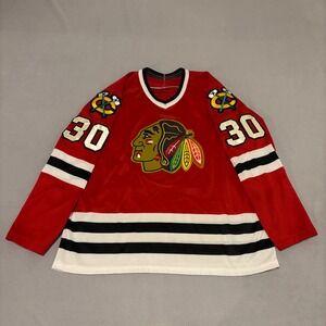 Vintage CCM Chicago Blackhawks Ed Belfour 30 Hockey Jersey Red Mens XL